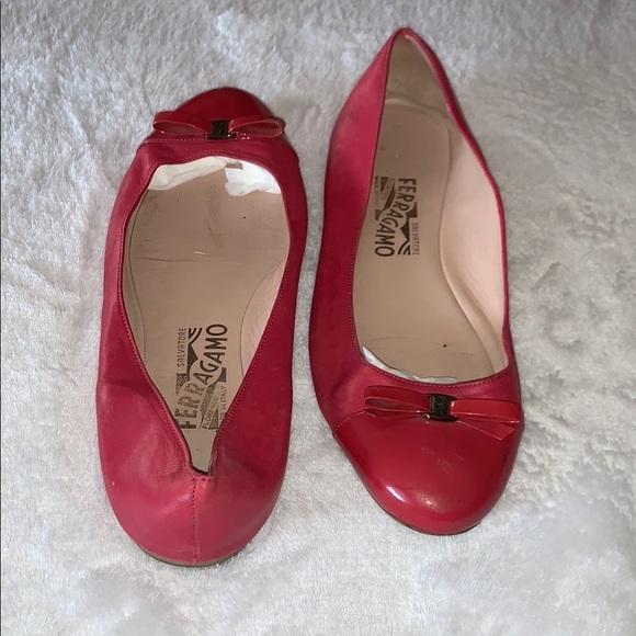 Gently Loved Salvatore Ferragamo Women's Red Ballet Flats - Picture 5 of 11